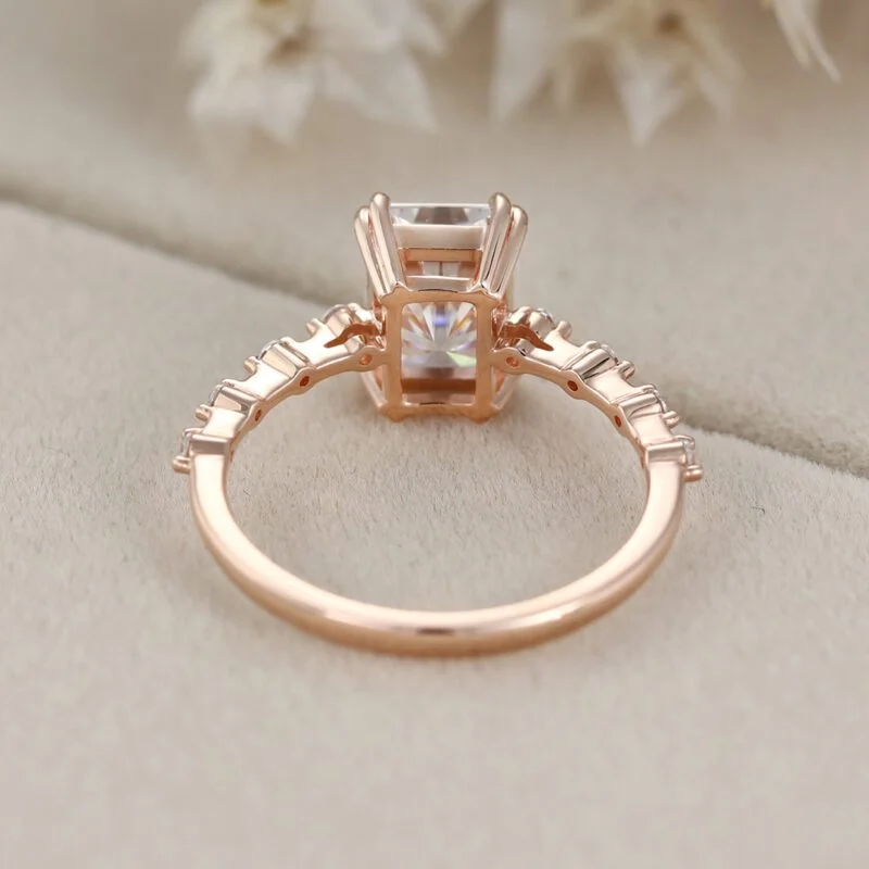 Radian cut Moissanite engagement ring unique engagement ring Vintage Rose gold engagement ring wedding ring Bridal Promise Anniversary gift