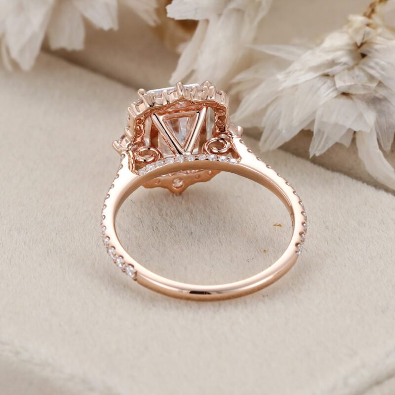 Radiant Moissanite Ring 3CT Radiant Engagement Ring Radiant Cut Rose gold Moissanite Ring art deco engagement Ring Moissanite Ring wedding