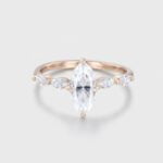 Unique 1 Carat Marquise Moissanite Engagement Ring In 14K Rose Gold