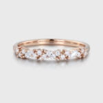 Half Eternity Rose Gold Moissanite Wedding Band For Women Matching Unique Bridal Stacking Promise Gift