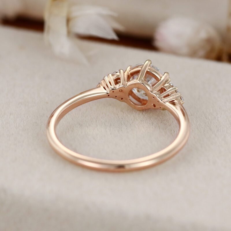 Round cut moissanite engagement ring women cluster engagement ring unique Rose gold diamond ring Bridal Promise Anniversary gift for women