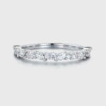 Solid 14k White Gold Half Eternity Moissanite Wedding Band Women