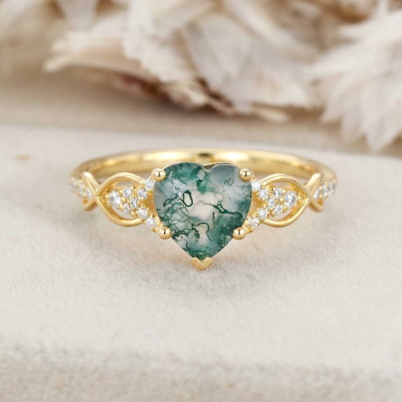 Unique Heart Shaped Nature Inspired Engagement Ring Rose Gold Moissanite Cluster Wedding Ring Promise Anniversary Rings For Women Gift