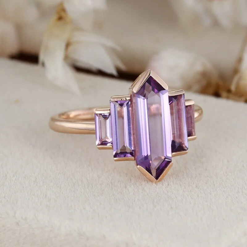 Princess Cut Amethyst Ring Amethyst Engagement Ring Promise/ Anniversary Ring on sale