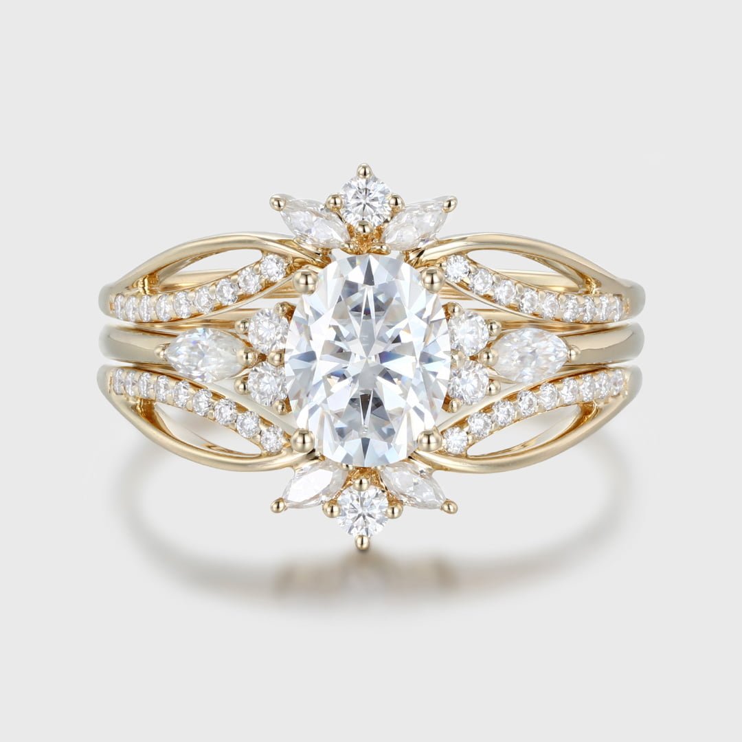 1.5ct Oval Moissanite Ring White Gold Engagement Set Vintage -  in 2023   Oval engagement ring white gold, Cheap wedding rings sets, Moissanite  ring set