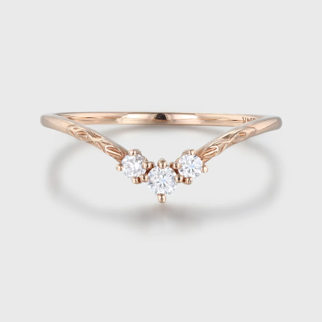 Marquise Moissanite wedding band vintage unique Rose gold Diamond curved wedding band art orders deco Matching band promise anniversary ring