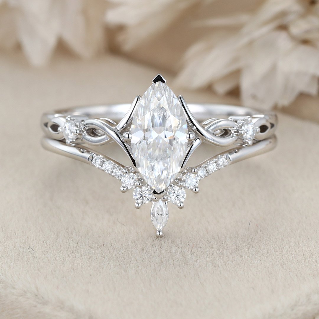 40 Vintage Diamond Engagement Ring Set in 14k White Gold - Filigree Jewelers