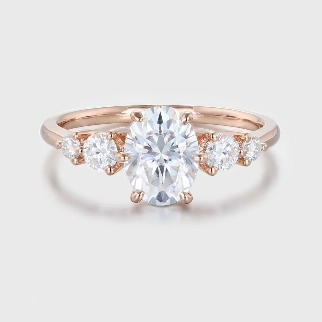 Vintage round cut Alexandrite engagement ring 14k orders rose gold five stone Minimalist marquise cut moissanite ring unique wedding ring for women