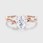 1.5 Carat Oval Moissanite Engagement Ring Marquise Cluster In 14K Rose Gold