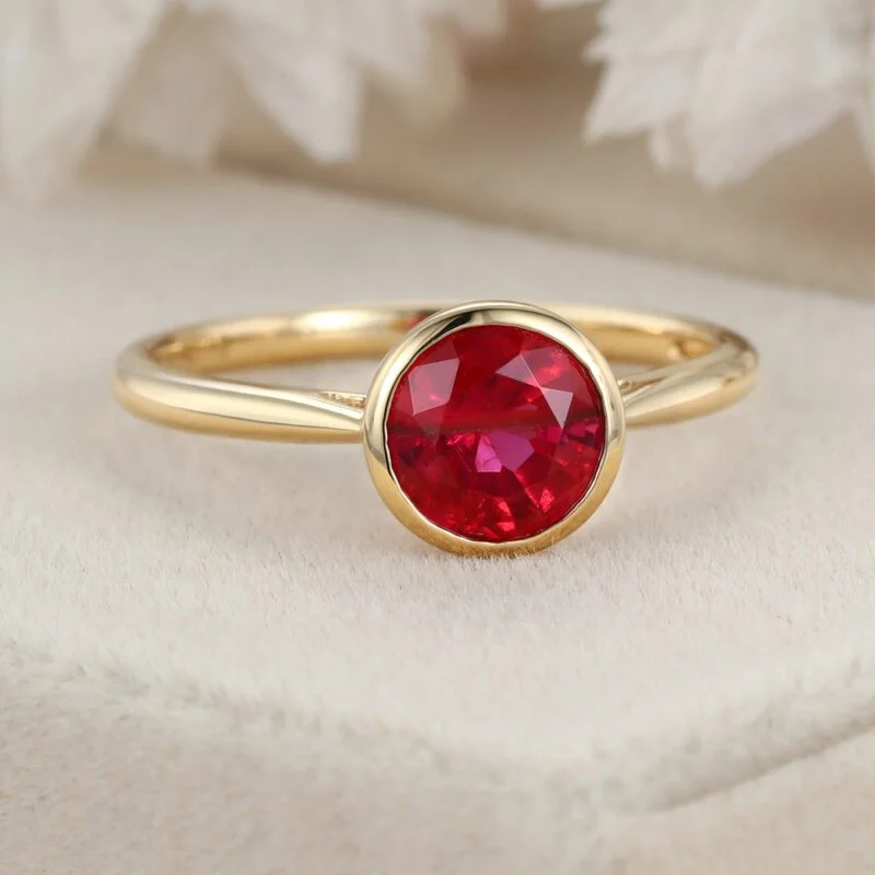 Vintage Ruby Engagement Ring Art Deco Ruby Wedding Ring Solid 14k Gold Ring Ruby Engagement Ring Unique Ruby Promise Ring For Women
