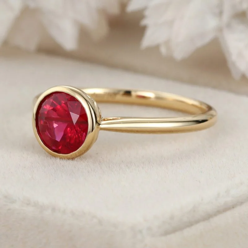 Vintage Ruby Engagement Ring Art Deco Ruby Wedding Ring Solid 14k Gold Ring Ruby Engagement Ring Unique Ruby Promise Ring For Women