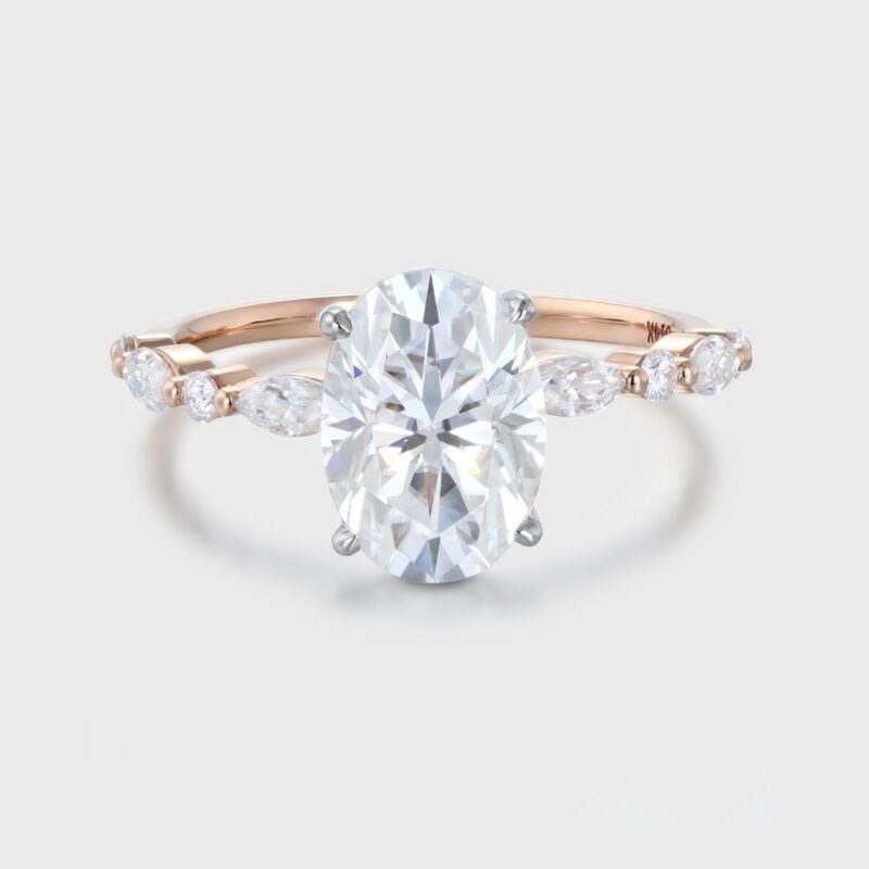 2.5carat Oval Cut Moissanite Engagement Ring 14k Rose Gold Bridal Wedding Anniversary Gifts